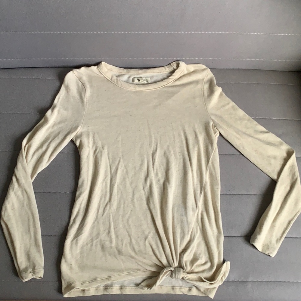 Madewell Knot Long Sleeve T-Shirt, Cream, Size: Small